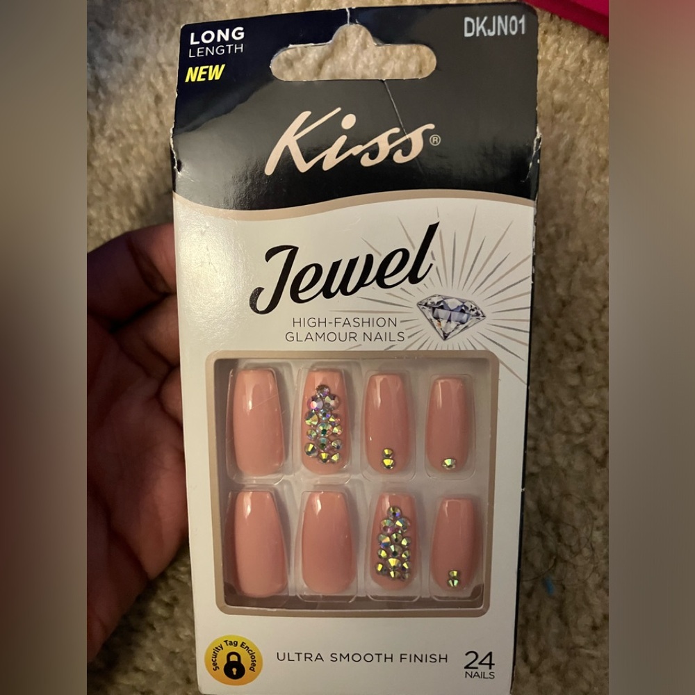 Pink And Silver Crystal Press Ons